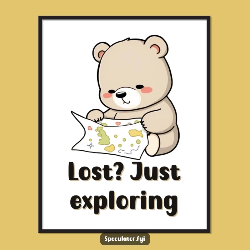 Free Printable Wall Art: Bear's Map of Adventure - Funny Downloadable Art for Navigators