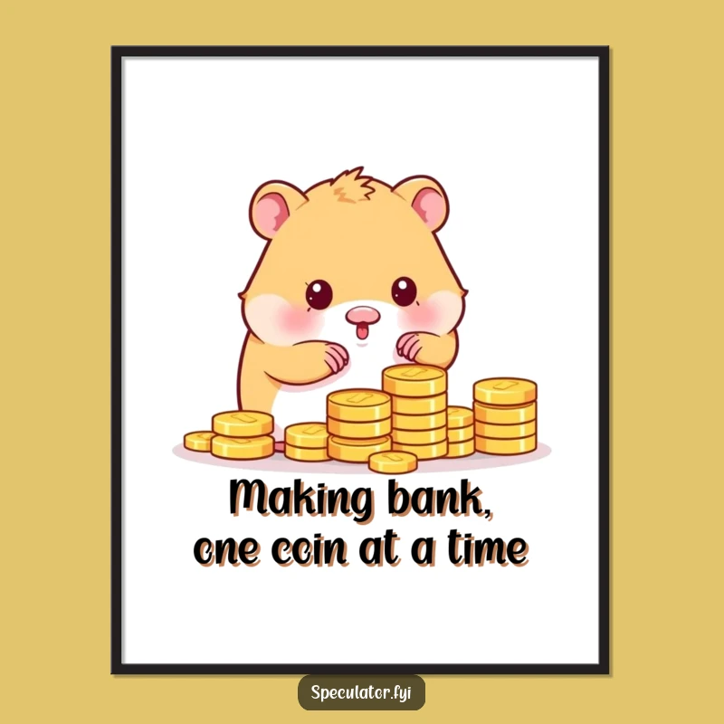 Free Printable Kawaii Hamster Wall Art: Funny Money Lover Downloadable Art