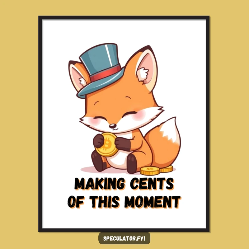 Free Printable Wall Art: Dapper Fox's Gold Coin - Funny Downloadable Art for Home Decor