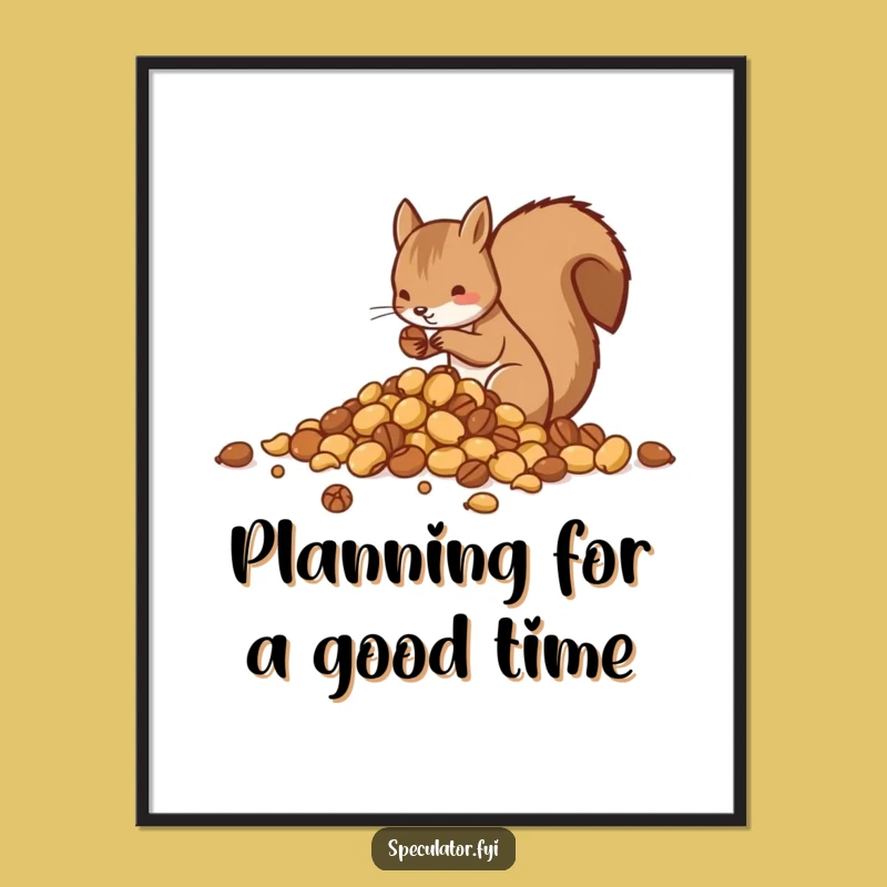 Free Printable Wall Art: Squirrel's Nut Sorting - Funny Downloadable Art for Cozy Homes