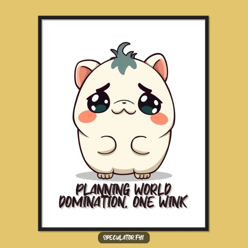 Free Printable Wall Art: Mischievous Kawaii Creature, Quirky Downloadable Art for Playful Spaces