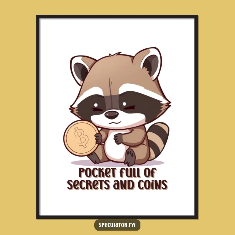Funny Free Printable Raccoon Wall Art: Sly Coin Grin Downloadable Decor