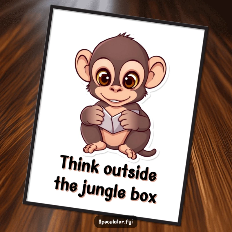 Funny Free Printable Wall Art: A clever monkey with wide eyes intently analyzes unfolding patterns, sparking curiosity.