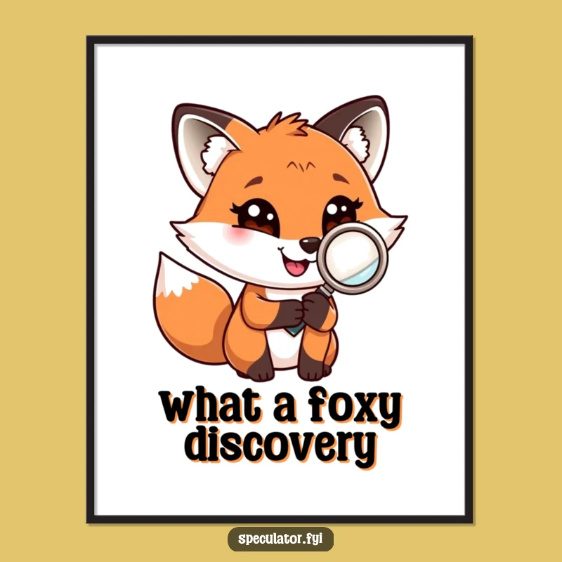 Free Printable Wall Art: Playful Fox Magnifying Glass Funny Fox Downloadable Art