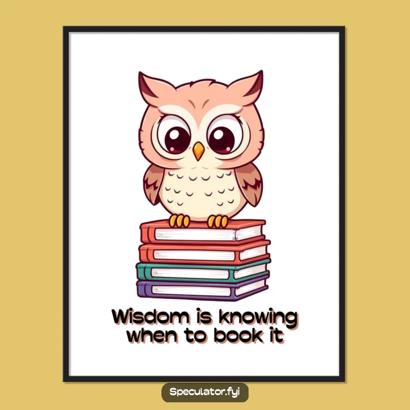Funny Free Printable Owl Wall Art: Wise Book Calculation Downloadable Decor