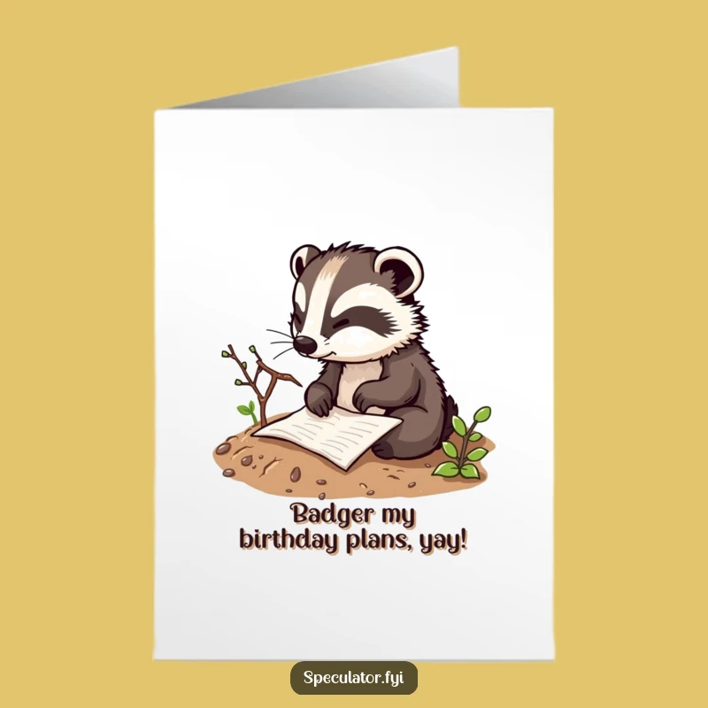 Free Printable Birthday Card: Badger Plan - Funny Downloadable Gift