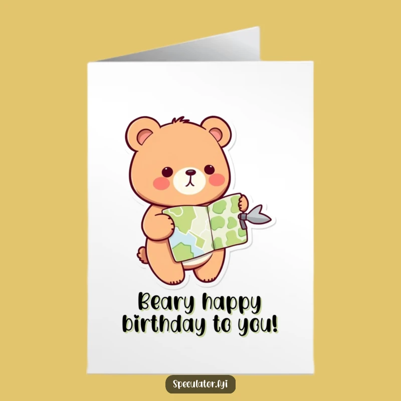 Adventure Free Printable Birthday Card: Bear's Map for a Fun Downloadable Gift