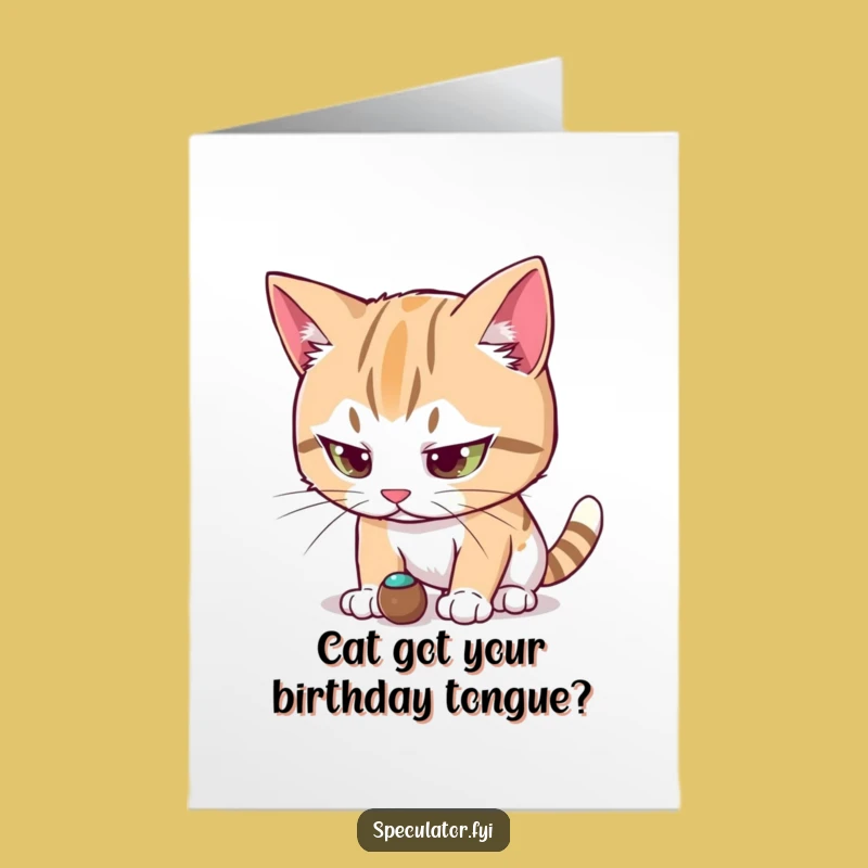 Free Printable Birthday Card: Focused Cat - Funny Birthday Gift Downloadable