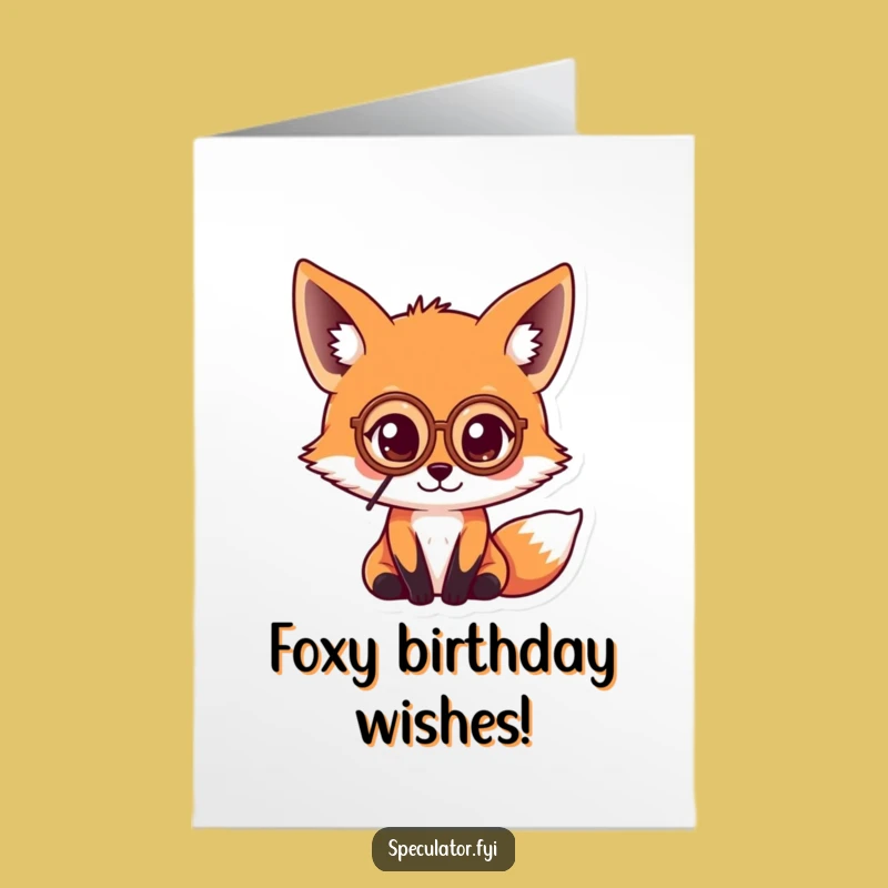 Free Printable Birthday Card: Dapper Fox Inspects Coin - Funny Downloadable Gift