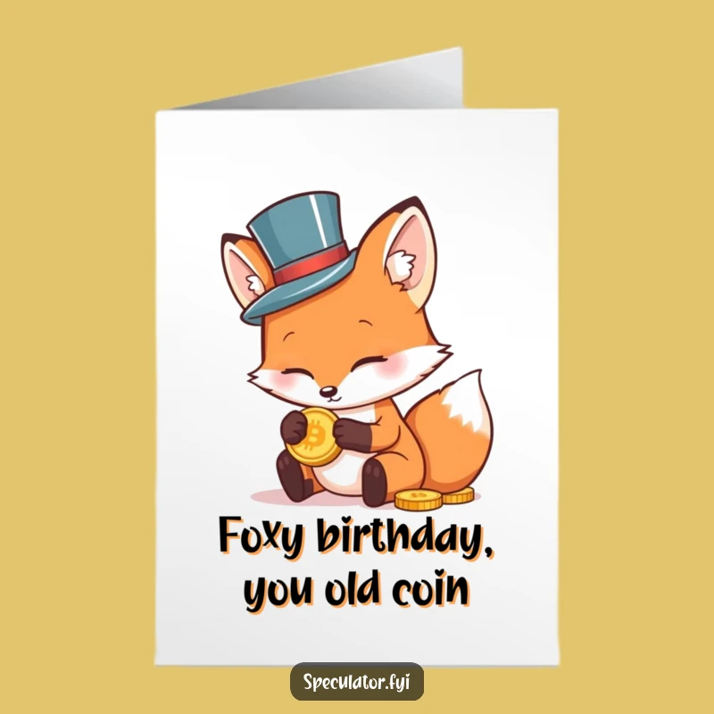 Free Printable Fox Birthday Card: Dapper Foxy's Gold Coin Surprise - Funny Downloadable Gift