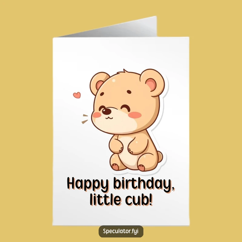 Free Printable Bear Cub Birthday Card: Funny Curious Sniff Digital Download
