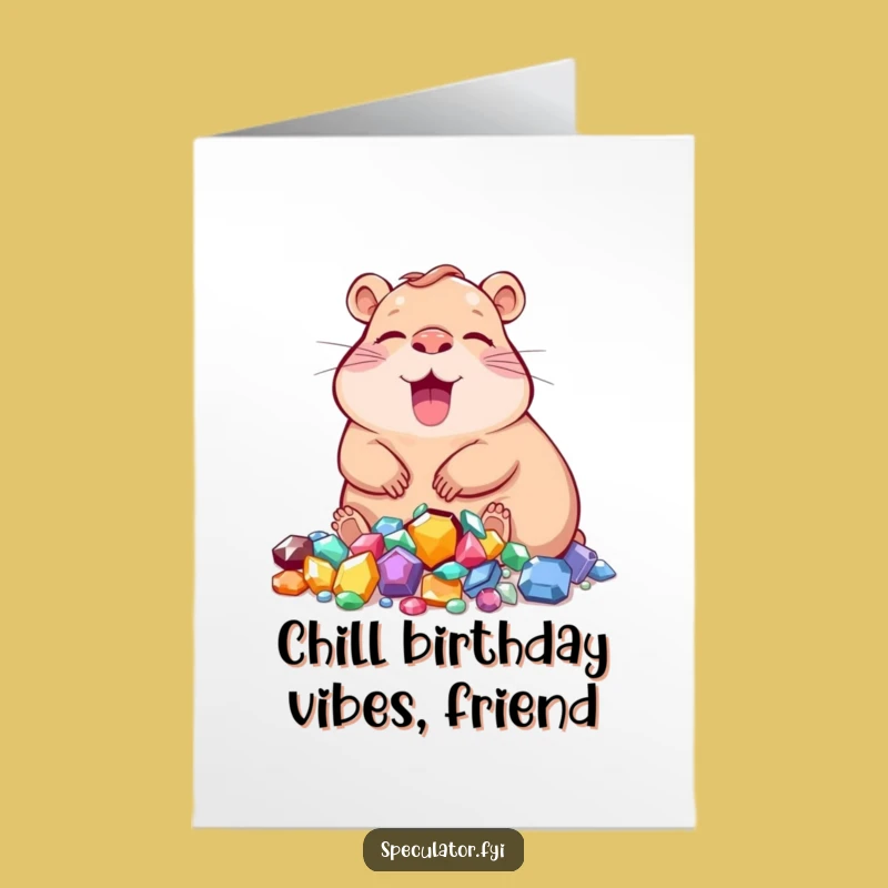 Free Printable Birthday Card: Capybara's Jewel Paradise, Perfect Downloadable Gift