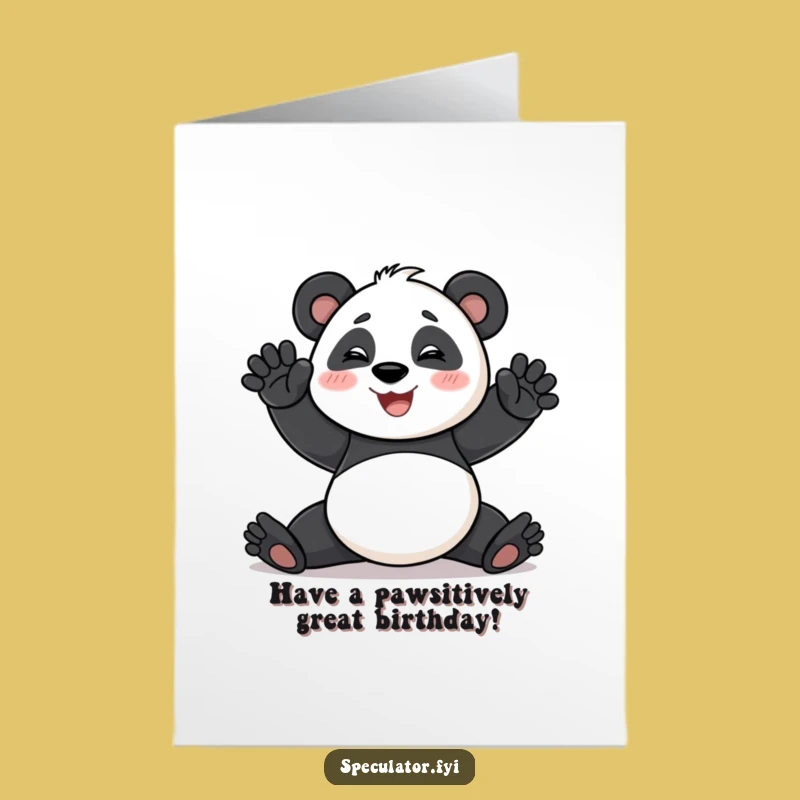 Free Printable Birthday Card: Dramatic Panda Pose, Fun Downloadable Gift