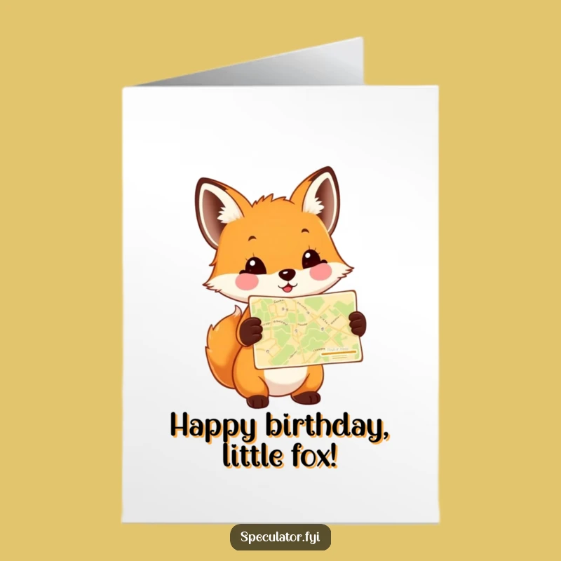 Free Printable Birthday Card: Fox & Map - Adventurous Downloadable Gift