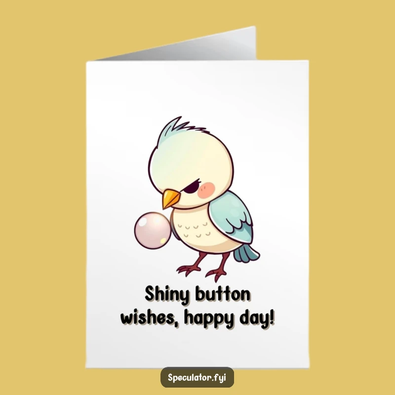 Free Printable Birthday Card: Funny Kawaii Bird Button Focus, Perfect Downloadable Gift