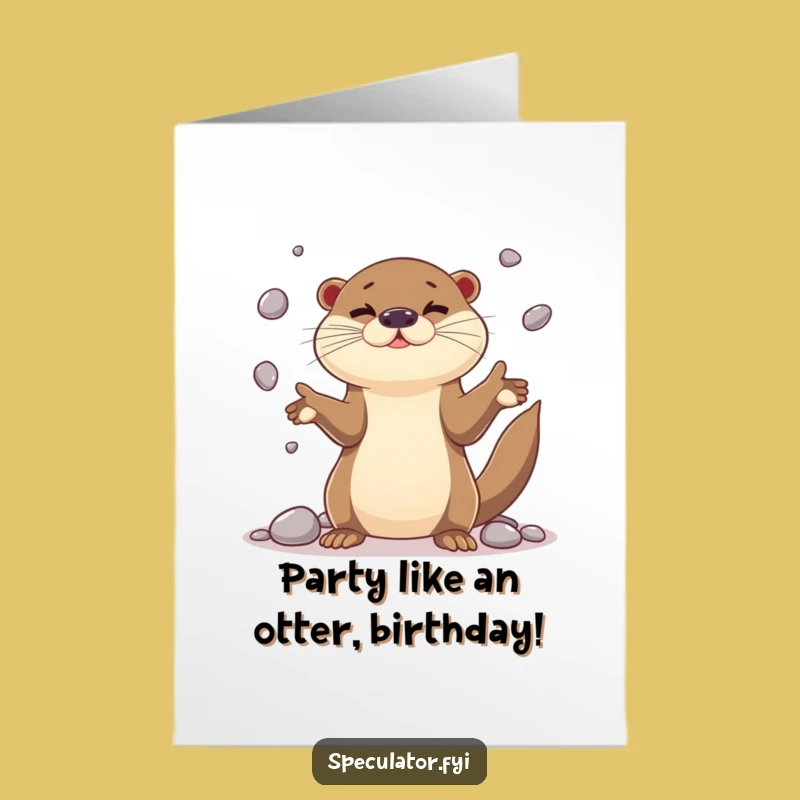 Free Printable Birthday Card: Juggling Otter - Fun Downloadable Gift