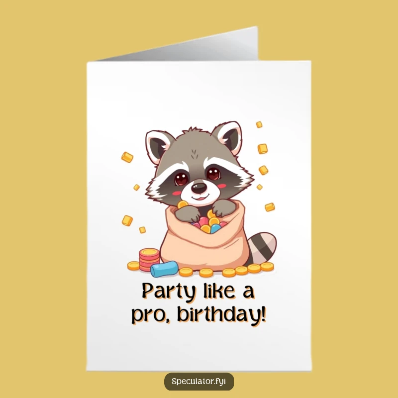 Free Printable Birthday Card: Raccoon's Treasure Hunt, Funny Downloadable Gift