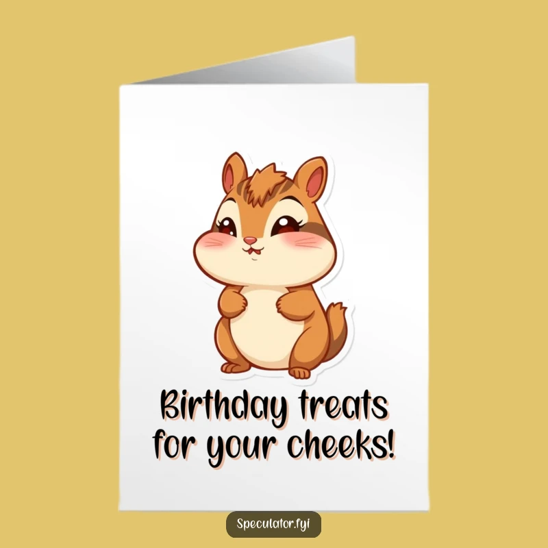Free Printable Chipmunk Birthday Card: Puffed Cheeks, Wonder, Funny Downloadable Gift!
