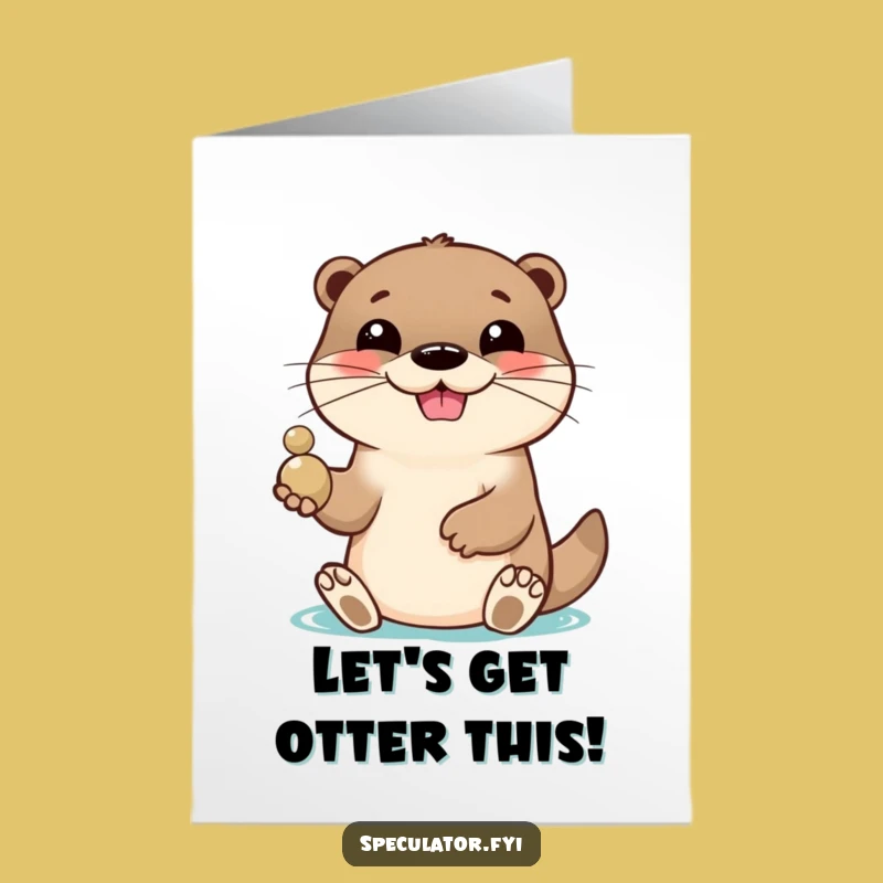 Free Printable Otter Birthday Card: Funny Pebble Toss Digital Download Gift