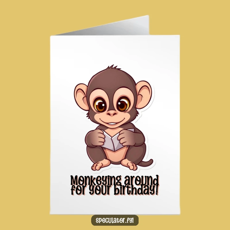 Free Printable Birthday Card: Clever Monkey Pattern Card for a Smart Celebration