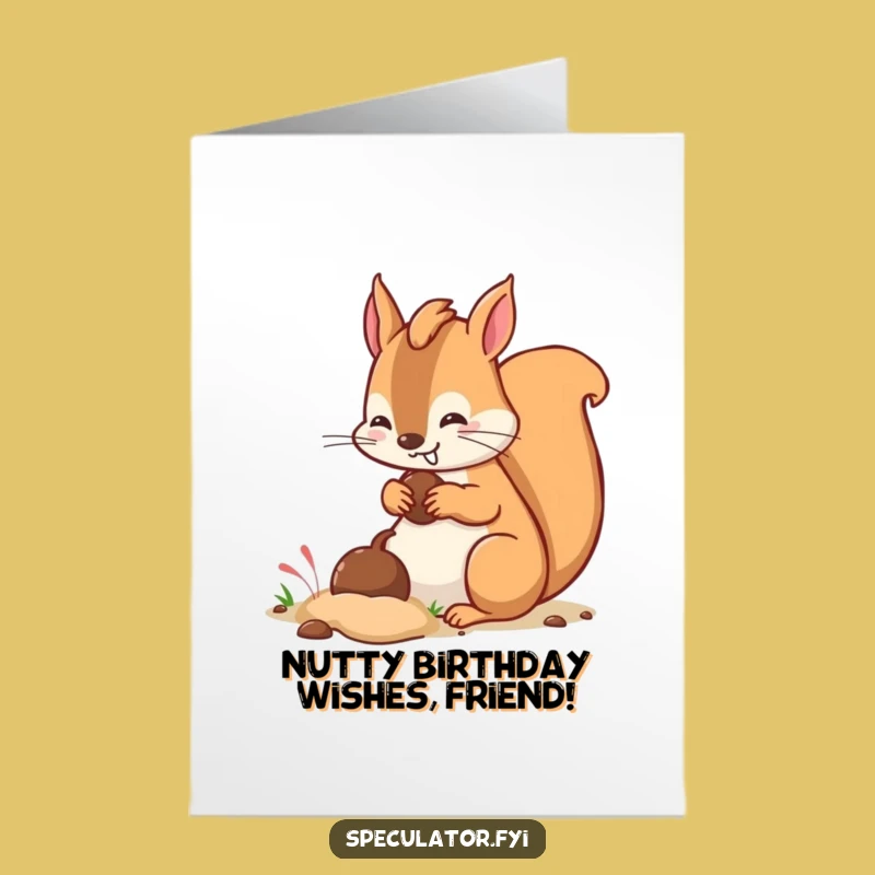 Free Printable Kawaii Squirrel Birthday Card: Funny Nutty Surprise Downloadable Gift
