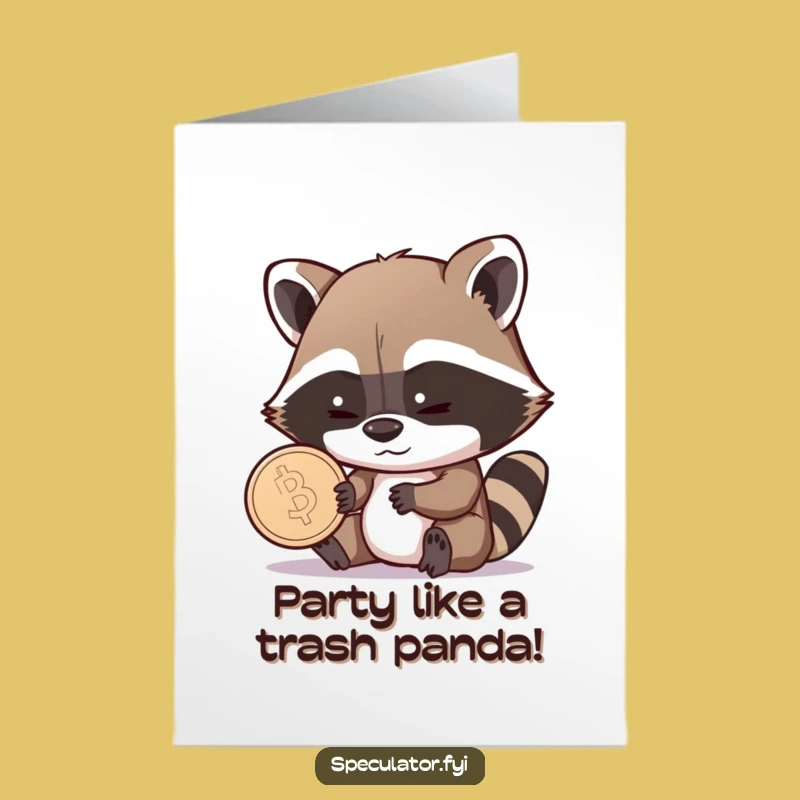 Free Printable Raccoon Birthday Card: Funny Coin Grin Humor Downloadable Gift