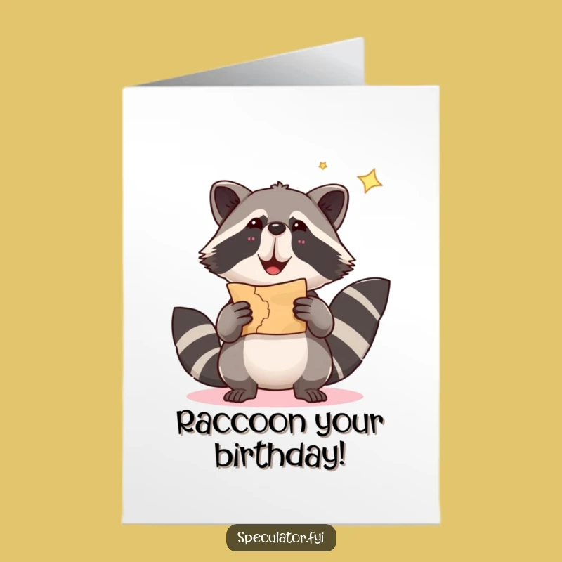Free Printable Birthday Card: Funny Raccoon Treasure Map Funny Downloadable Gift
