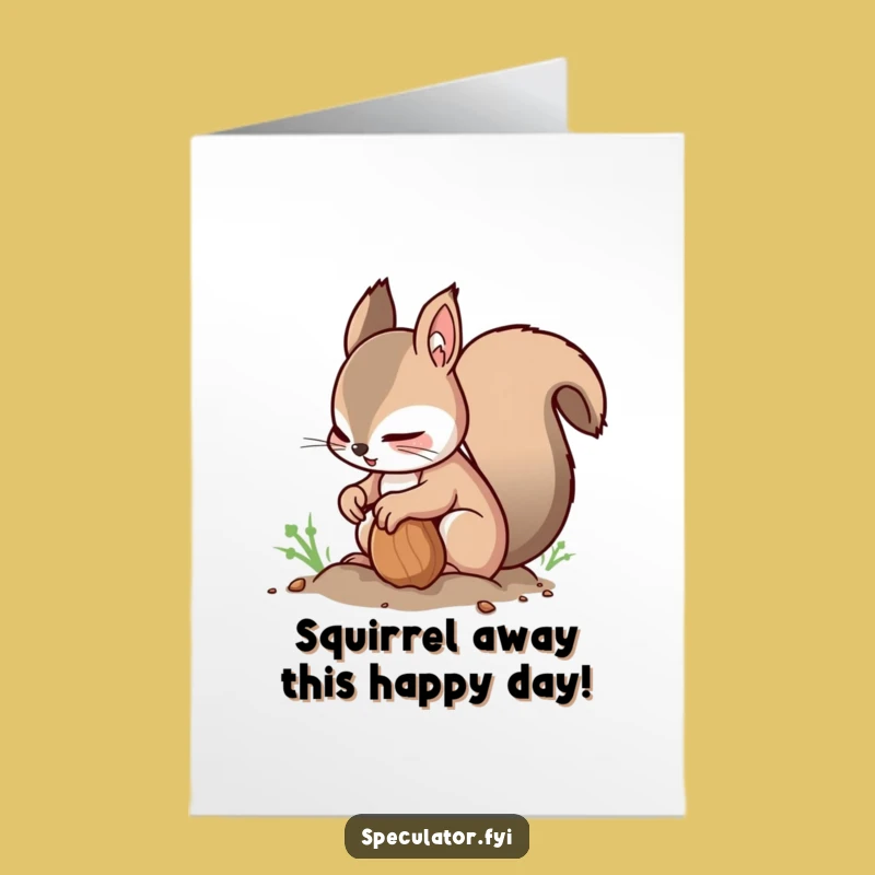 Free Printable Squirrel Birthday Card: Funny Nut Burying Humor Downloadable Gift