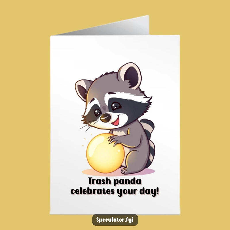 Free Printable Raccoon Birthday Card: Funny Orb Mystery Downloadable Gift
