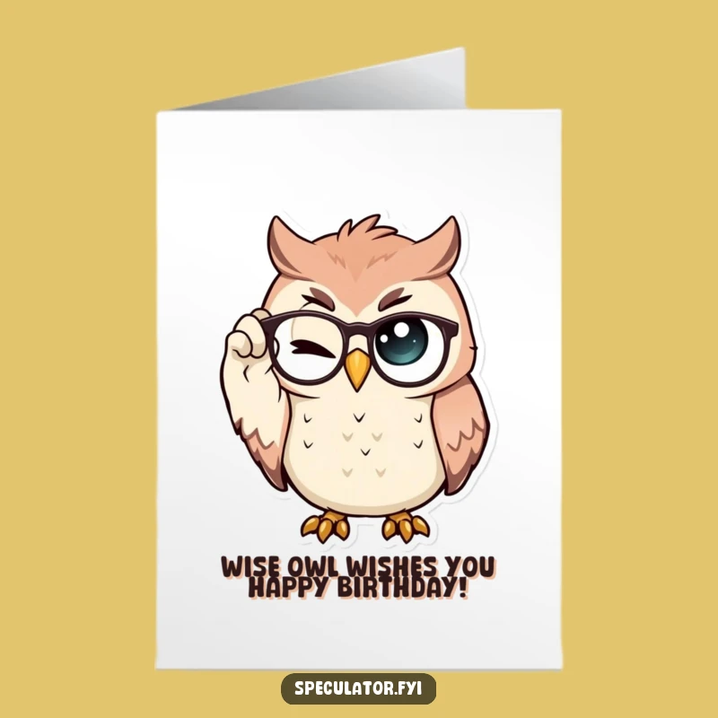 Free Printable Birthday Card: Wise Winking Owl, Smart Downloadable Gift