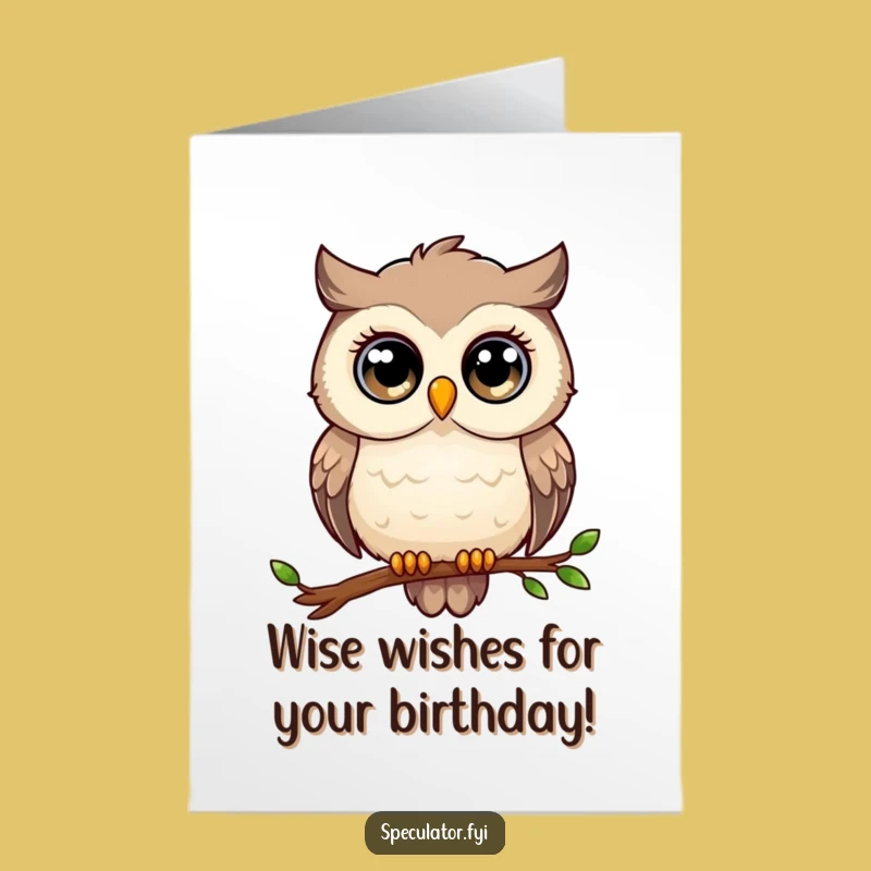 Wise Free Printable Owl Birthday Card: Thoughtful Gaze, Funny Downloadable Gift!