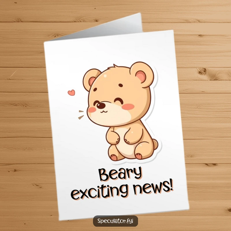 Funny Free Printable congratulations card: A curious bear cub sniffs the air, celebrating a new discovery or achievement.