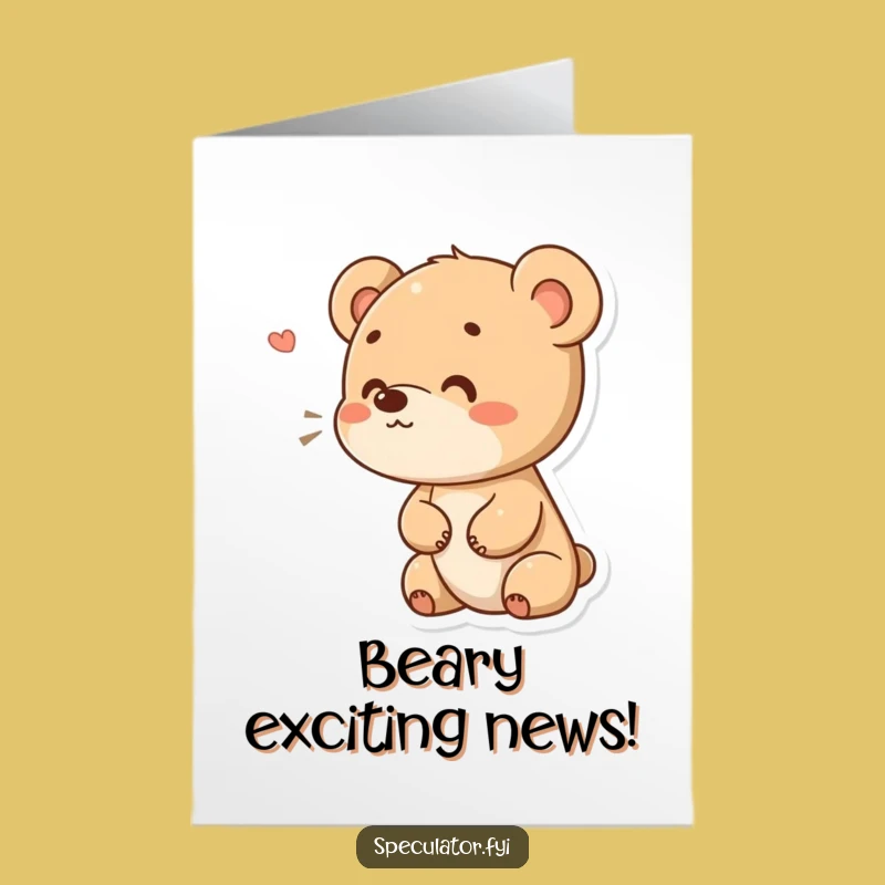 Free Printable Bear Cub Congratulations Card: Funny Curious Sniff Download