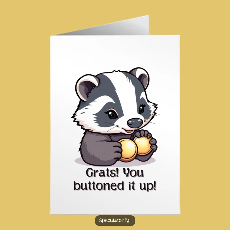 Free Printable Badger Congrats Card: Funny Button Inspection Downloadable