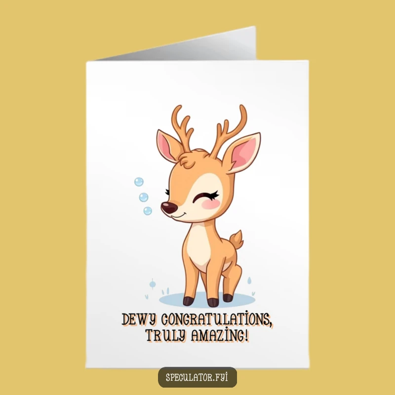 Free Printable Congrats Card: Delighted Deer Dewdrop Moment - Sweet Downloadable