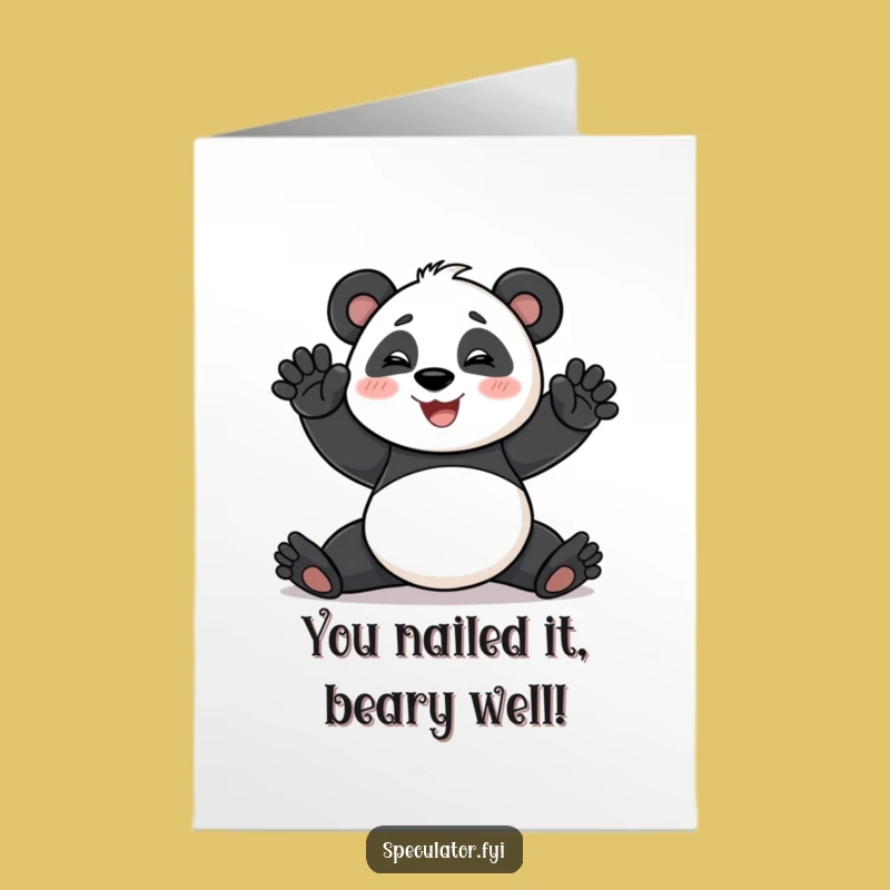 Free Printable Congrats Card: Dramatic Panda Pose, Theatrical Downloadable Gift