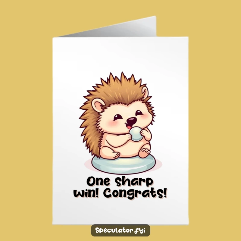 Free Printable Congrats Card: Hedgehog Button Shine Funny Downloadable Gift