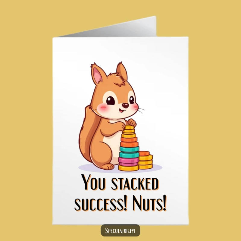 Free Printable Congrats Card: Humorous Squirrel With Tokens, Quick Downloadable Celebration