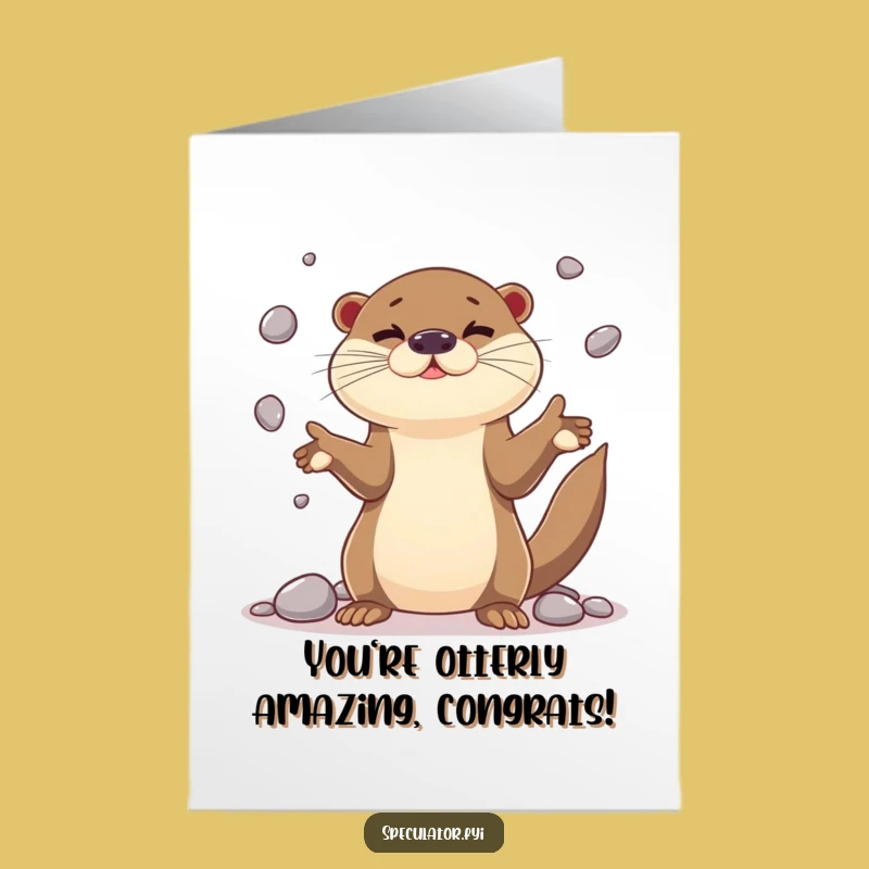 Free Printable Congrats Card: Juggling Otter - Skillful Downloadable
