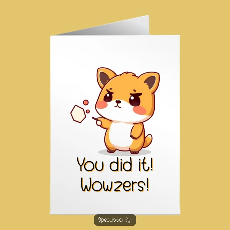 Free Printable Congrats Card: Kawaii Animal Puzzled, Unique Downloadable Congratulations Humor Gift