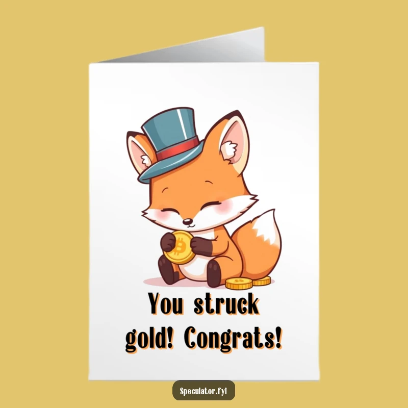 Free Printable Fox Congratulations Card: Dapper Foxy's Golden Win - Funny Downloadable Greeting