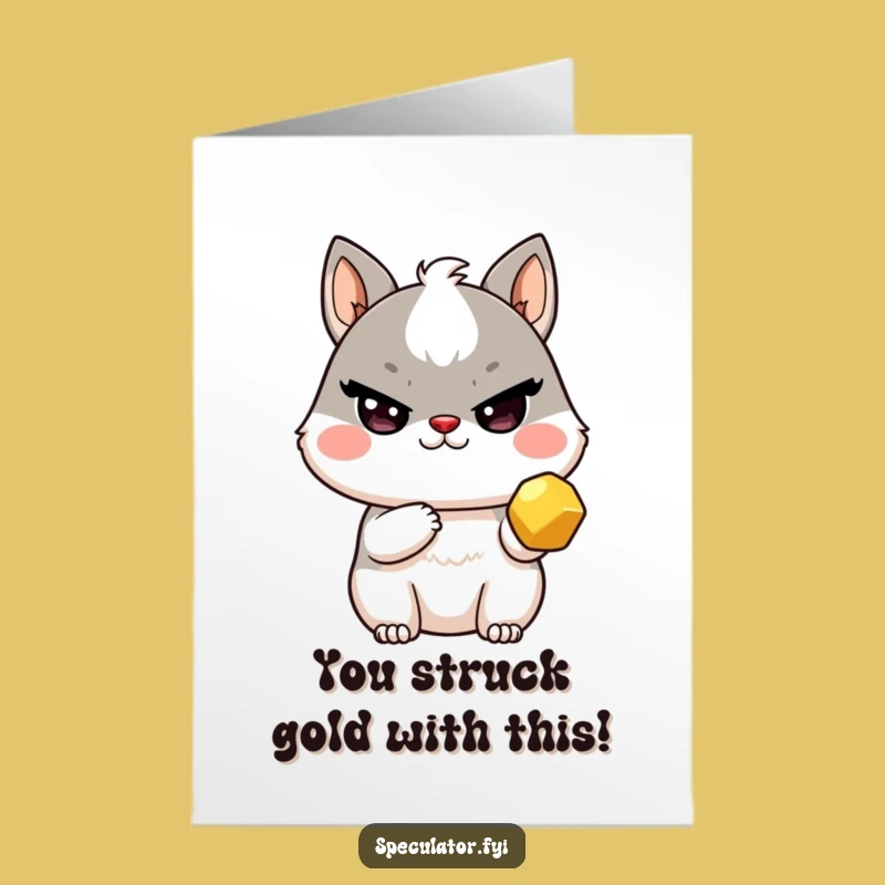 Free Printable Kawaii Gold Miner Congrats Card: Funny Downloadable Celebration!