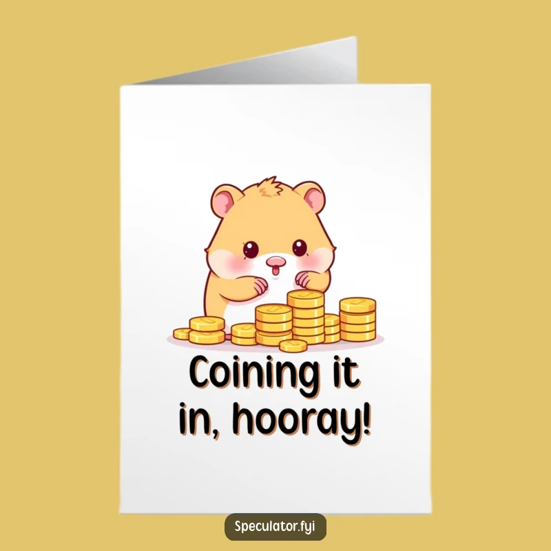 Free Printable Kawaii Hamster Congrats Card: Funny Money Winner Downloadable Gift