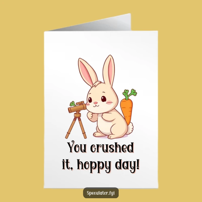 Free Printable Rabbit Congratulations Card: Carrot Discovery Triumph - Funny Downloadable Greeting