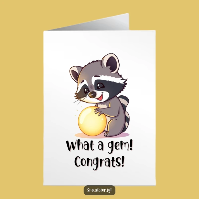 Free Printable Raccoon Congrats Card: Funny Orb Mystery Downloadable