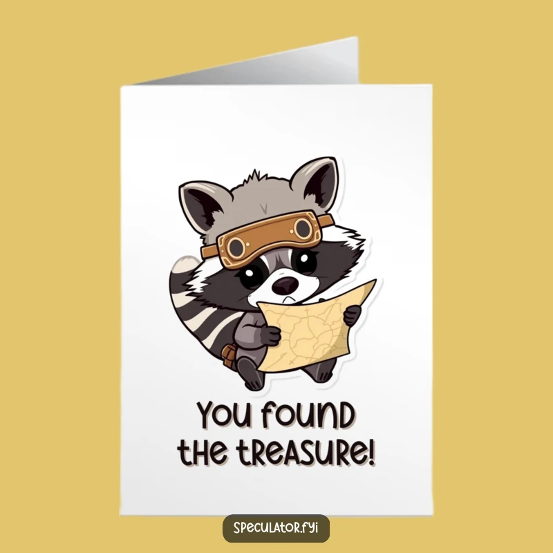 Free Printable Raccoon Congratulations Card: Funny Treasure Map Success Download