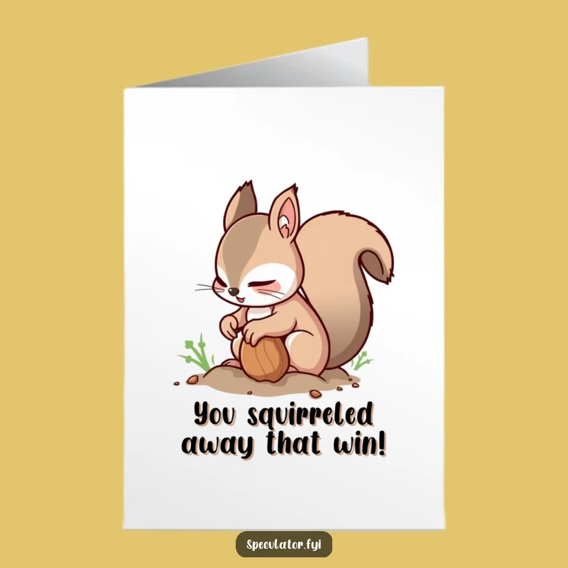 Free Printable Squirrel Congrats Card: Funny Nut Burying Downloadable Success