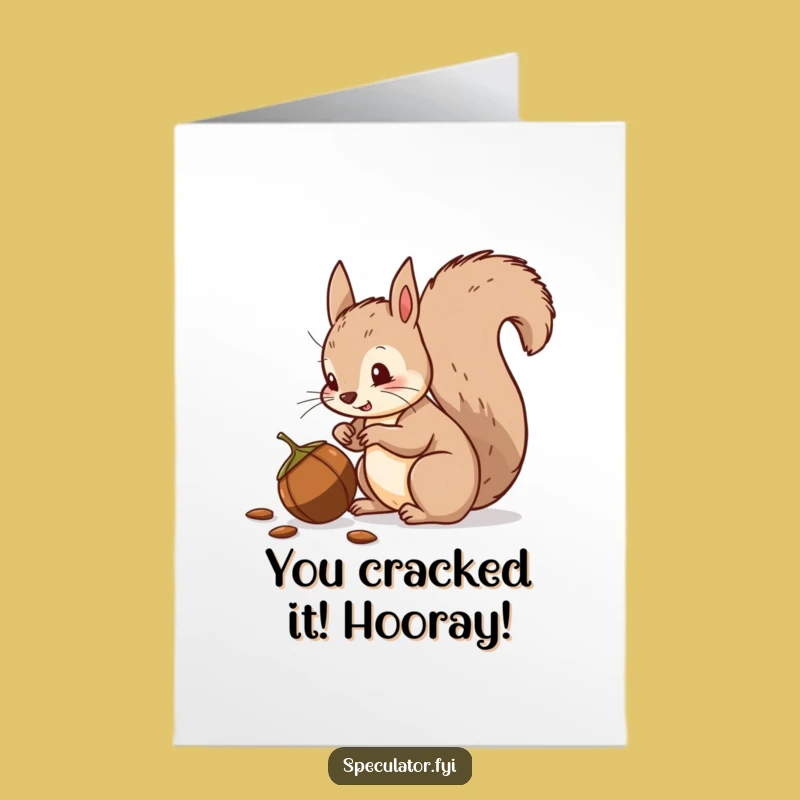 Free Printable Squirrel Congratulations Card: Nutty Success, Wagging Tail, Downloadable!
