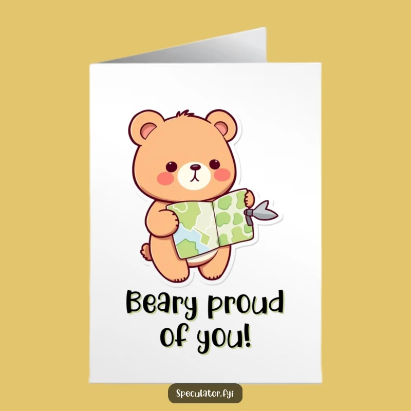 Guided Free Printable Congrats Card: Bear's Map for a Successful Downloadable Gift