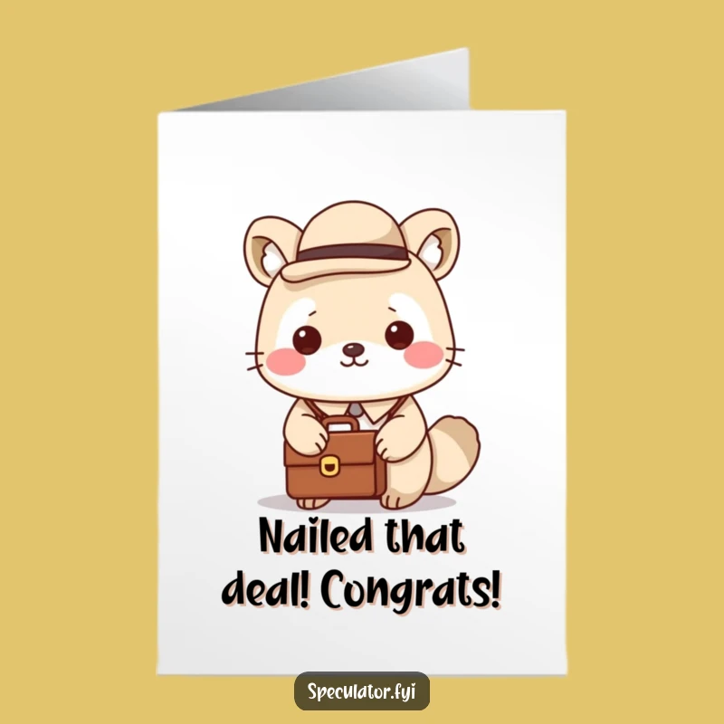 Free Printable Congrats Card: Formal Kawaii Animal, Unique Downloadable Humor for Big Deals